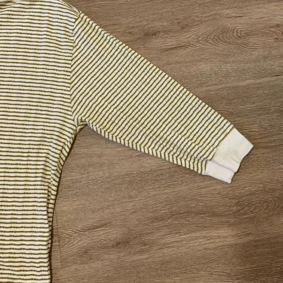 Anthropologie Green & Cream Striped Blouse - Picture 2 of 6